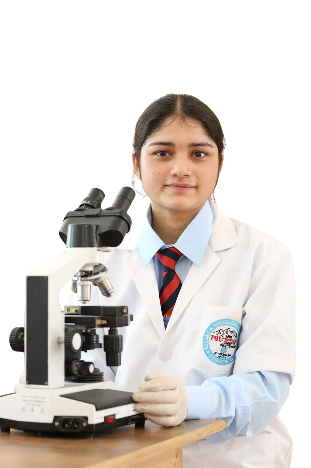 BMLT student pipetting in the medical laboratory at PGI Pithoragarh